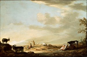 Landskap med nötkreatur och figurer